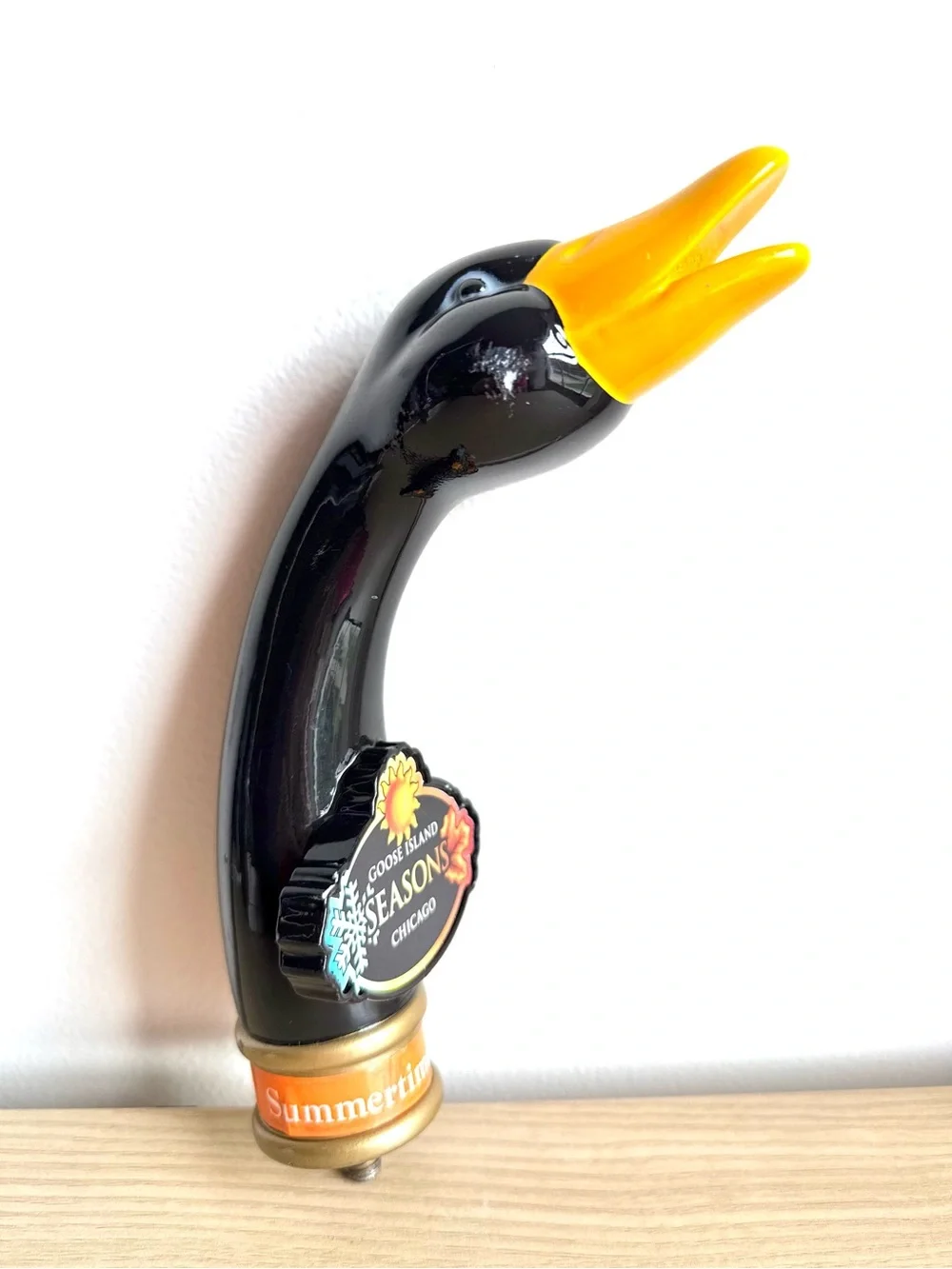 Goose Island Seasons Summertime Black Duck Craft Beer Bar Tap Handle Breweriana